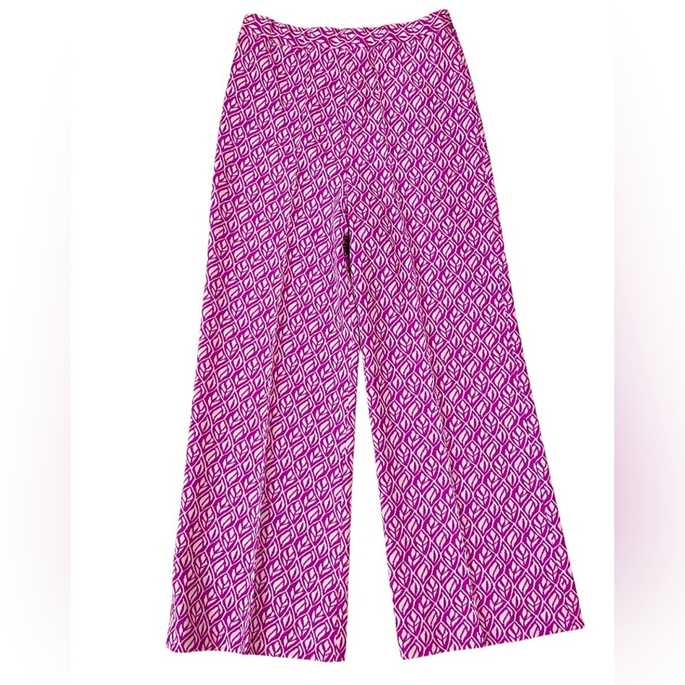 Handmade Vintage Pleated Print Wide Leg Pants